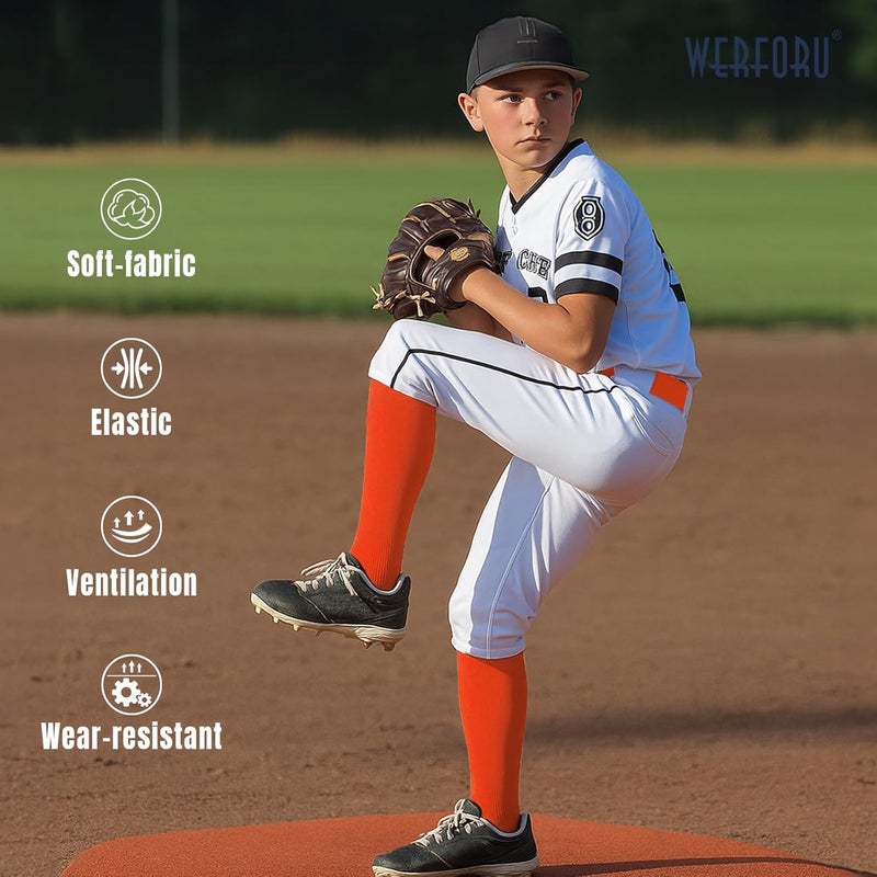 Werforu Baseball Socks and Non-Metal Nickel-Free Belt-Adjustable Belt with Non-allergic Plastic Buckle Softball Socks for kid - Image 5